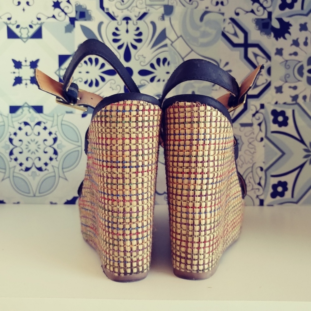 Black, Wedge, 5.5 heel, buckle shoe